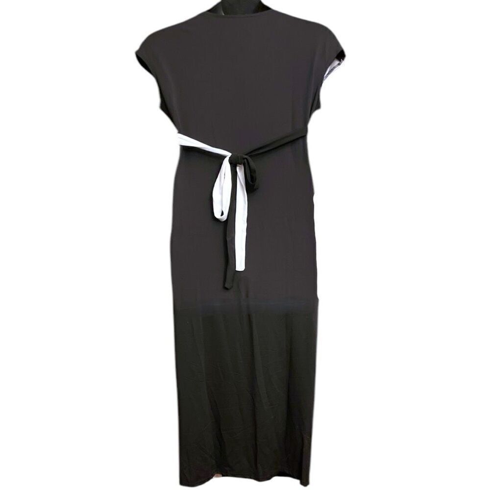 Black & White Colorblock Wrap Tie Midi Dress Size XXL NEW - Picture 9 of 9
